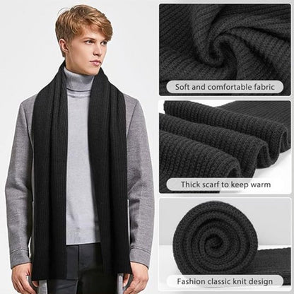 Women's scarves - Knitted scarves for women & men - Warm winter scarves - Small scarves - Unisex - Oblong scarf - Warm and soft winter scarf - Men's scarf - Women's scarf - Finely woven scarf - Classic scarf - Black - 160 x 30 cm - Image 6