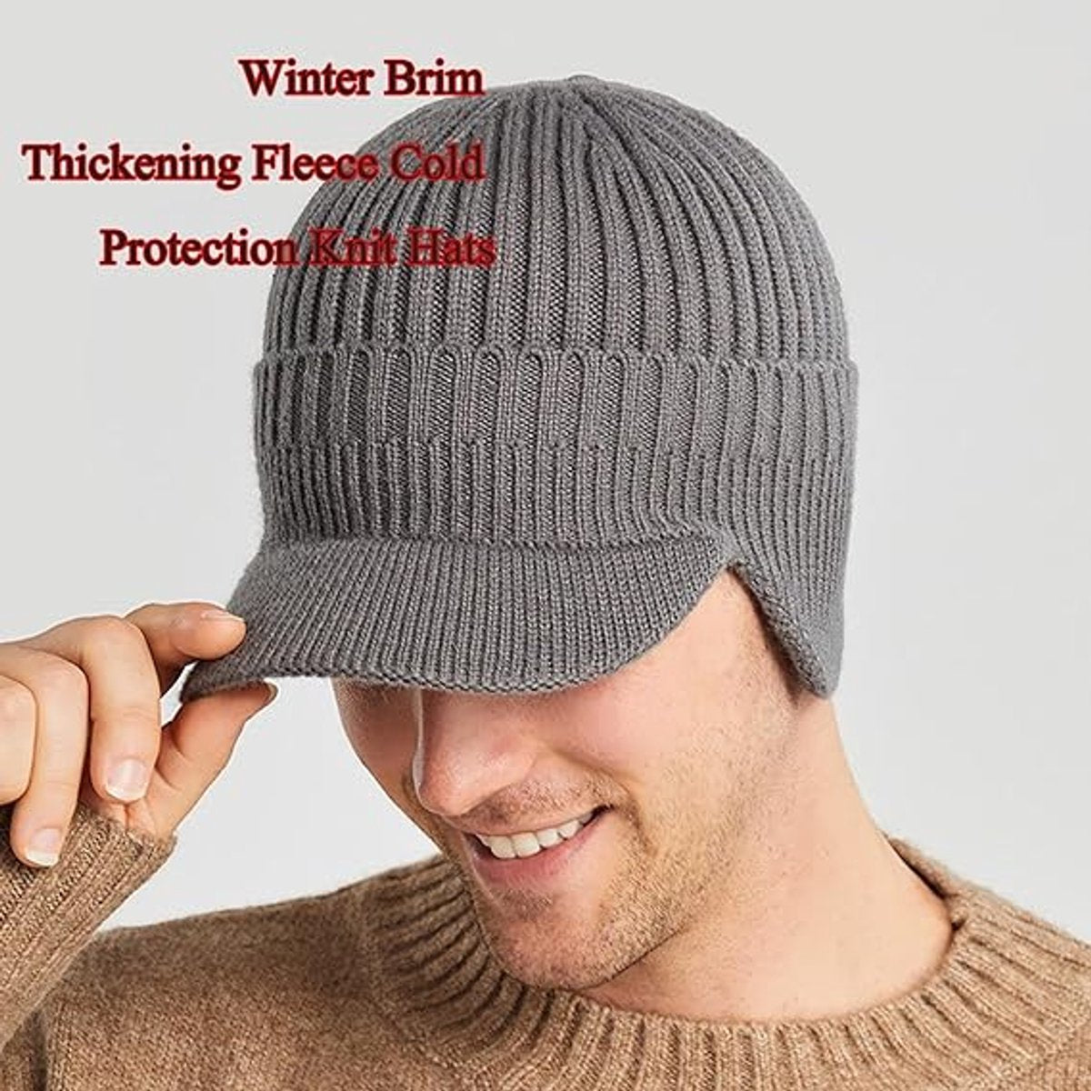 Beanie - Men's Beanie - Winter Beanie - Knitted Beanie - Ski Beanie - Thick Beanie - Thermal Protection for Outdoors - Elastic Earflaps - Skiing - Snowboarding - Cycling - Walking - Black - Gift Idea for Him/Her - Image 2