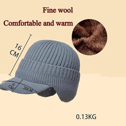 Beanie - Men's Beanie - Winter Beanie - Knitted Beanie - Ski Beanie - Thick Beanie - Thermal Protection for Outdoors - Elastic Earflaps - Skiing - Snowboarding - Cycling - Walking - Black - Gift Idea for Him/Her - Image 4