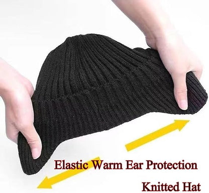 Beanie - Men's Beanie - Winter Beanie - Knitted Beanie - Ski Beanie - Thick Beanie - Thermal Protection for Outdoors - Elastic Earflaps - Skiing - Snowboarding - Cycling - Walking - Black - Gift Idea for Him/Her - Image 6