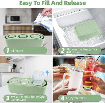 Ice Cube Tray - Silicone Ice Cube Tray - Ice Cube Mold - Ice Cube Mold - For chilling cocktails, whiskey, drinks, coffee, ice cubes - 40 oz - Green - Image 2