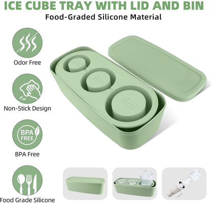 Ice Cube Tray - Silicone Ice Cube Tray - Ice Cube Mold - Ice Cube Mold - For chilling cocktails, whiskey, drinks, coffee, ice cubes - 40 oz - Green - Image 4