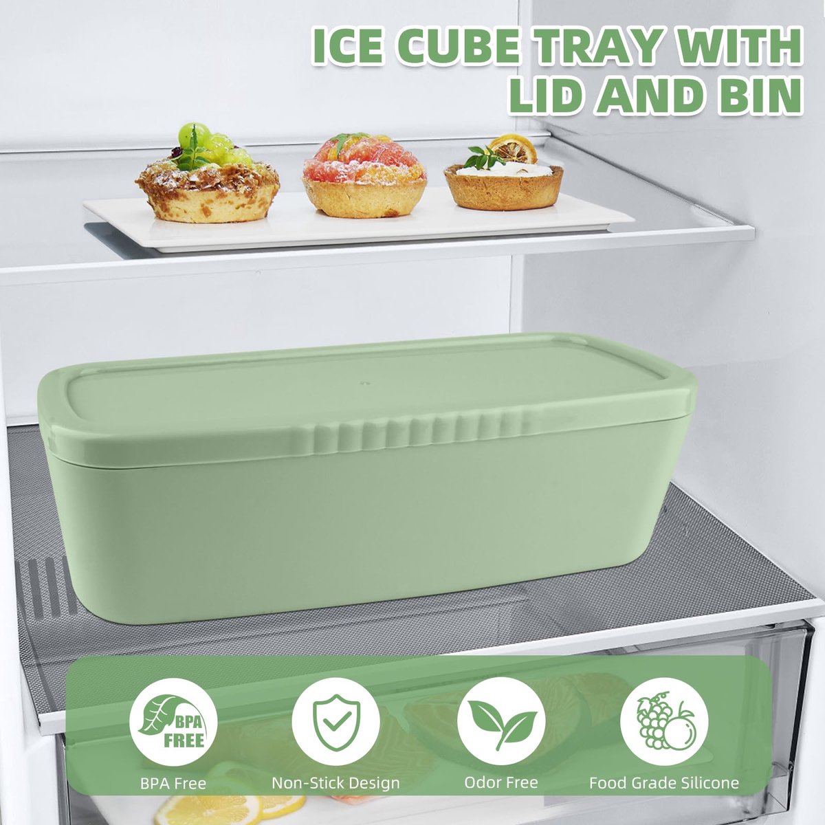 Ice Cube Tray - Silicone Ice Cube Tray - Ice Cube Mold - Ice Cube Mold - For chilling cocktails, whiskey, drinks, coffee, ice cubes - 40 oz - Green - Image 7