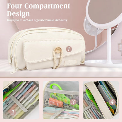 Pencil case - Large capacity pencil case - 21 x 11.5 x 5.5 cm - Pencil case for boys and girls - School supplies - Wit - Image 3