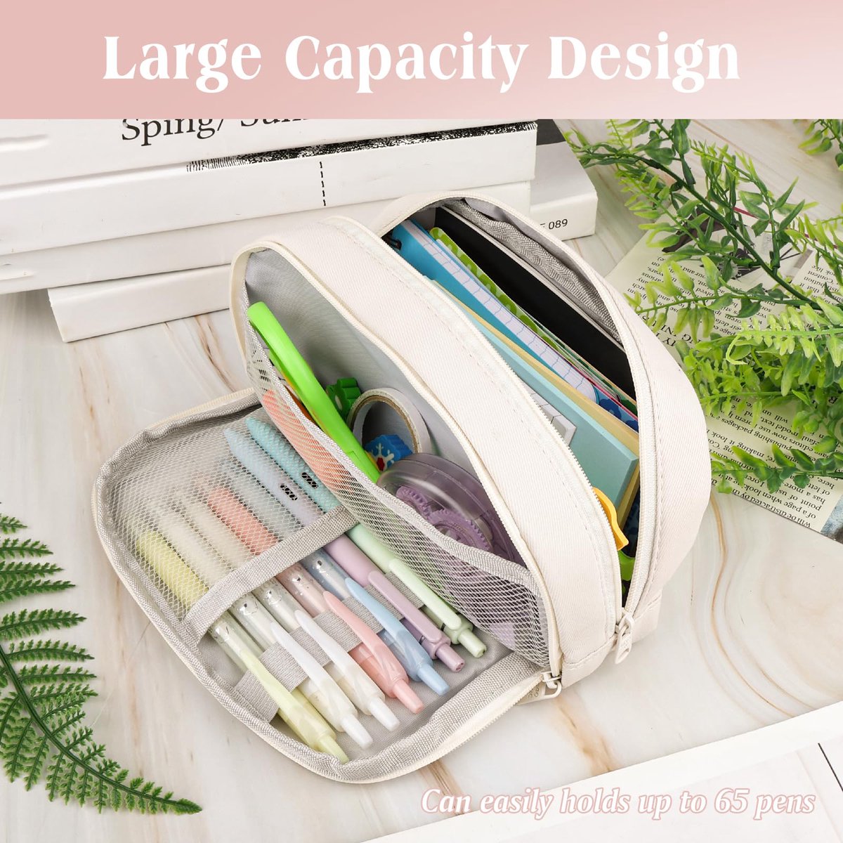 Pencil case - Large capacity pencil case - 21 x 11.5 x 5.5 cm - Pencil case for boys and girls - School supplies - Wit - Image 5