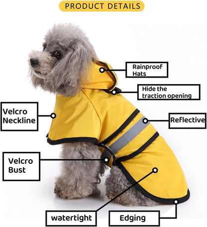 Dog Coat - Dog Raincoat - Reflective Dog Raincoat - With Hood - Adjustable Raincoat - Lightweight Raincoat - Yellow - Size M - Perfect for Small and Medium-Sized Dogs - Image 4