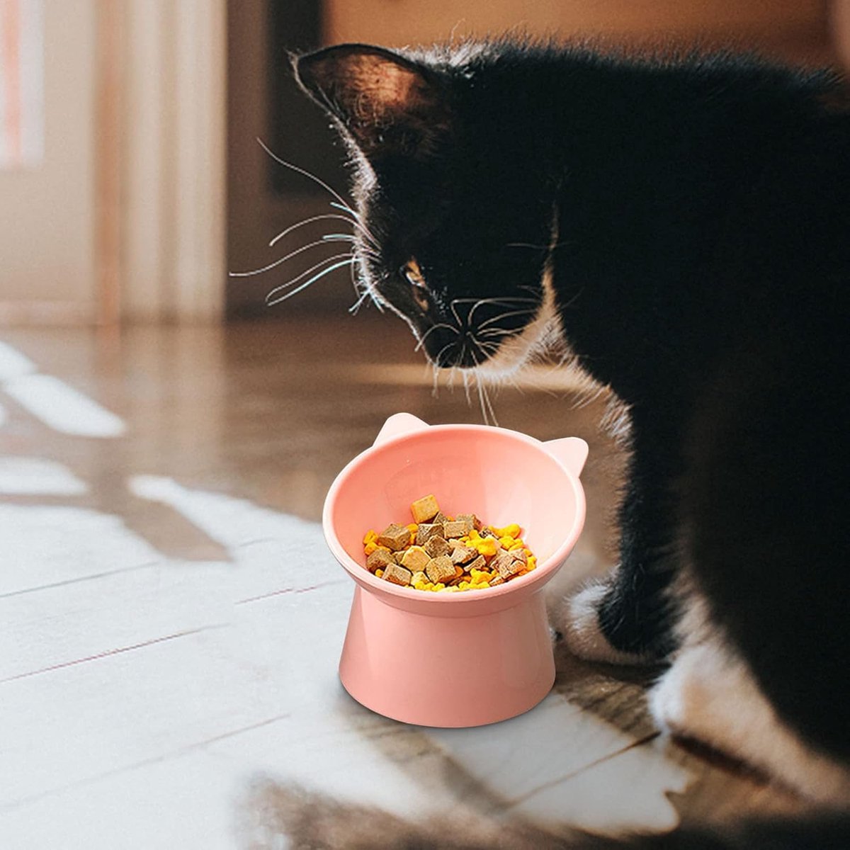 Cat bowl - Non-slip feeder - Tilting bowl - Anti-vomiting - Angled design - Blue - Perfect for cats - Indoor use - Pet accessories - Pink - Image 5