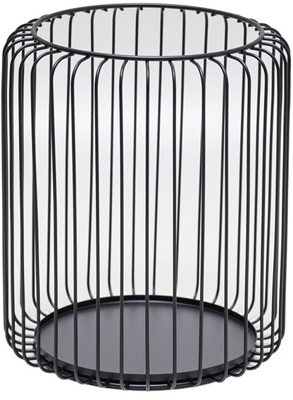 Set of 2 black metal candle holders, large oval candle holder, black decoration, metal wire lantern (Zwart)