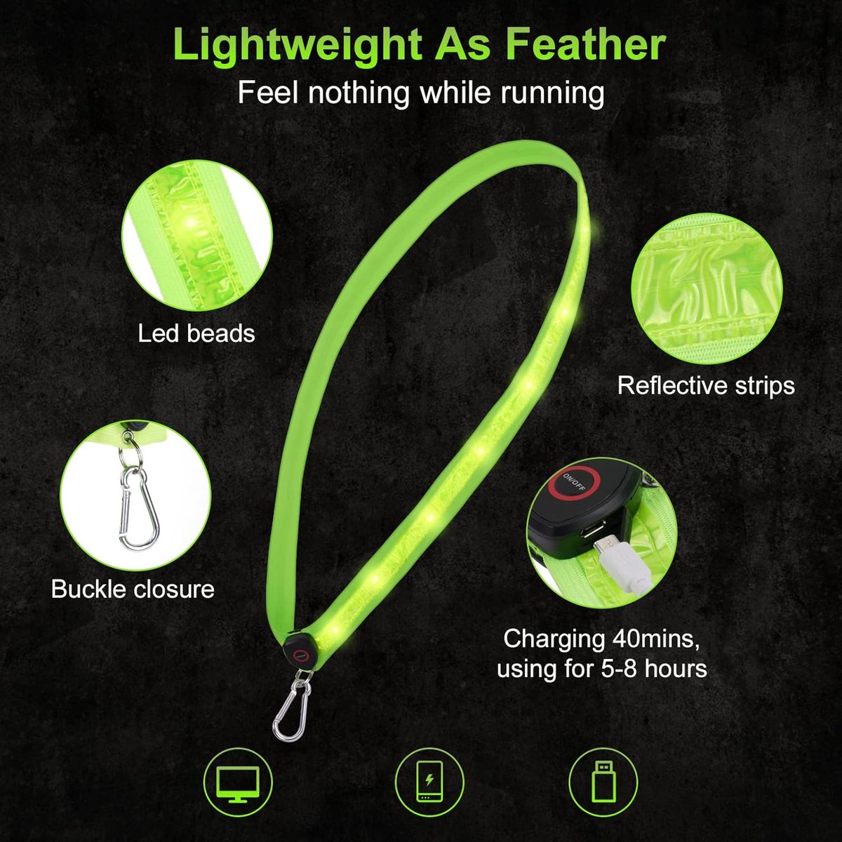 Running light - Chest light - Sports running light - Chest walking light - USB rechargeable - Running vest - Image 5