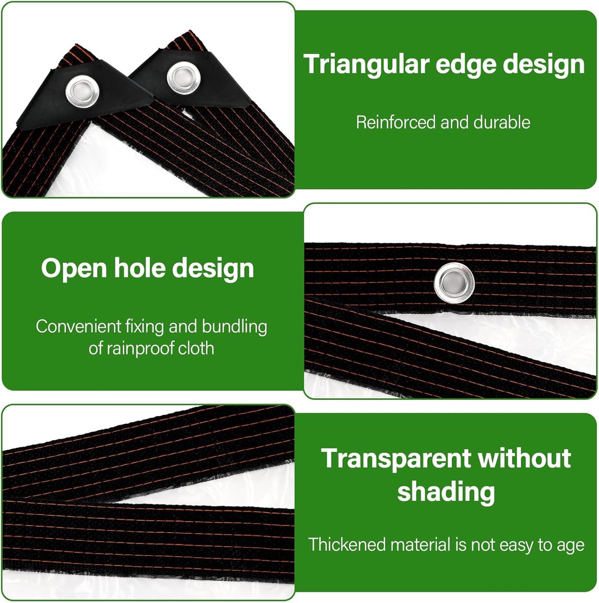 Tarpaulin - Transparent tarpaulin - Transparent tarpaulin with rings - Waterproof transparent tarpaulin - PE tarpaulin - for garden furniture - Planter - Animal shelter - Roof - Rope included - 2 x 3 m - Image 5