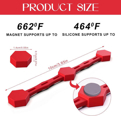 4 Magnetic Silicone Airfryer Loops – Safe for Parchment Paper and Disposable Liners – Magnetic Silicone Airfryer Strips – Ideal for Airfryer Accessories – Prevents Paper from Burning on Contact with the Heating Element – Red - Image 7