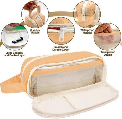 Pencil Case - Large Capacity - Waterproof and Expandable - Pencil Case for Boys and Girls - School Supplies - Suitable for Stationery, Makeup, Cosmetics, Travel and Office Supplies - Brown - Image 2