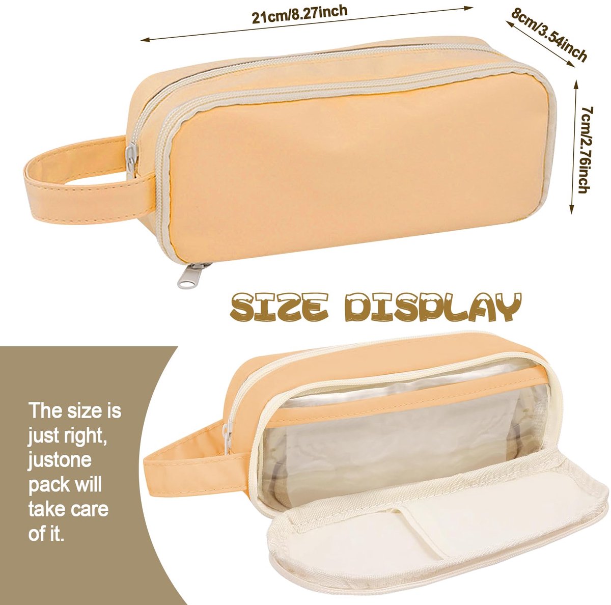 Pencil Case - Large Capacity - Waterproof and Expandable - Pencil Case for Boys and Girls - School Supplies - Suitable for Stationery, Makeup, Cosmetics, Travel and Office Supplies - Brown - Image 3
