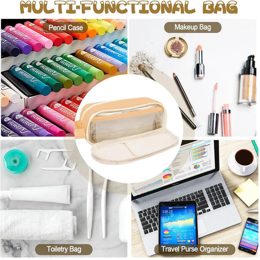 Pencil Case - Large Capacity - Waterproof and Expandable - Pencil Case for Boys and Girls - School Supplies - Suitable for Stationery, Makeup, Cosmetics, Travel and Office Supplies - Brown - Image 5