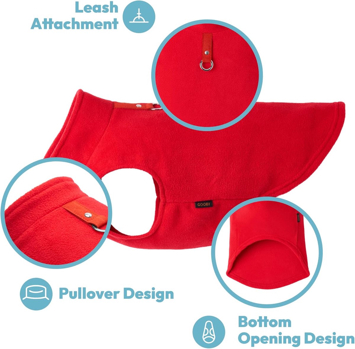 Dog Coat - Fleece Vest - Dog Sweater - Winter Dog Coat - Warm Dog Coat - Fleece Dog Sweater - Leash with O-ring - Perfect for small and medium dogs - Red - Size L - Image 2