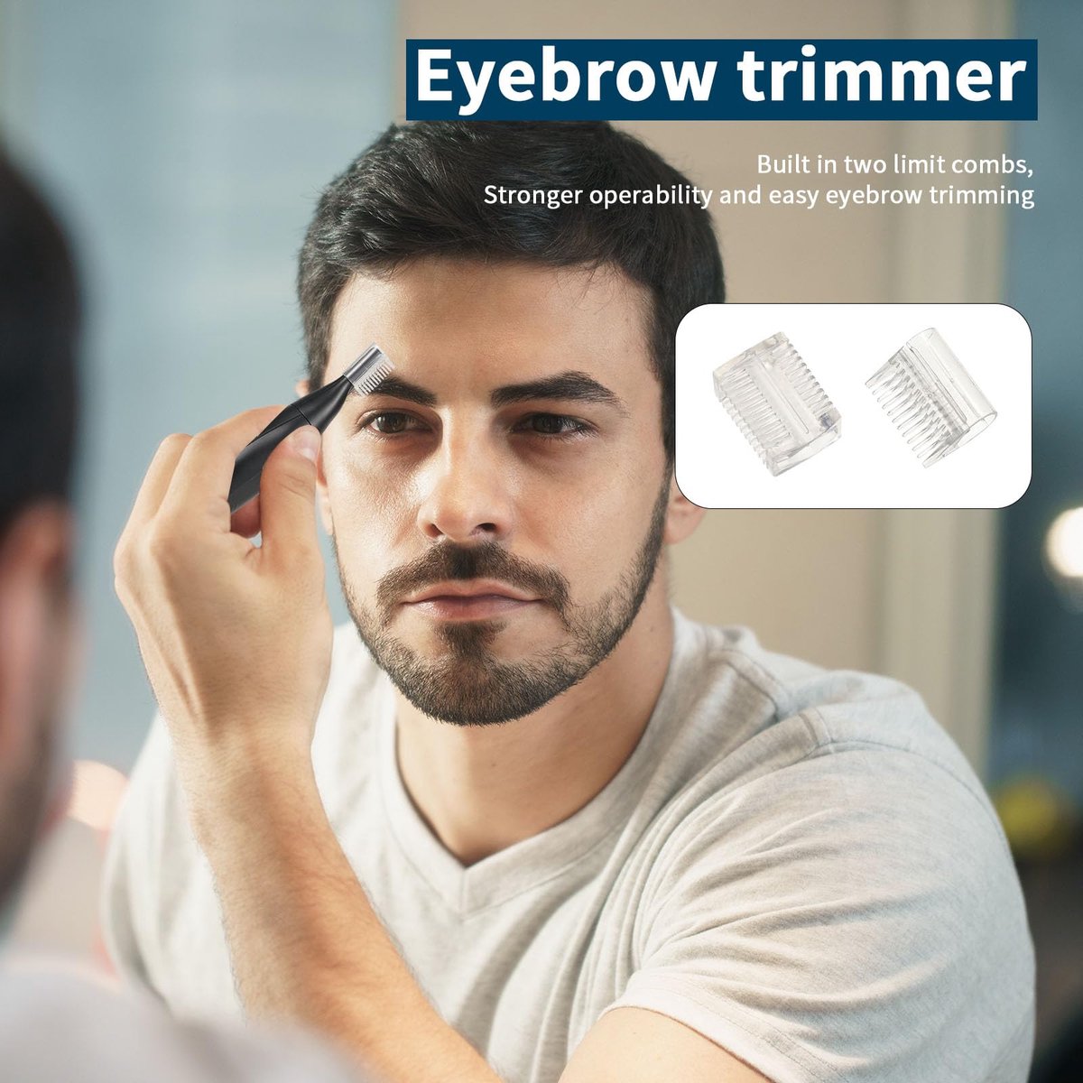 2-in-1 Nose Trimmer - Nose Trimmer - Eyebrow Trimmer - Men's - Women's - Nose Trimmer - Washable - USB Rechargeable - Black - Image 6
