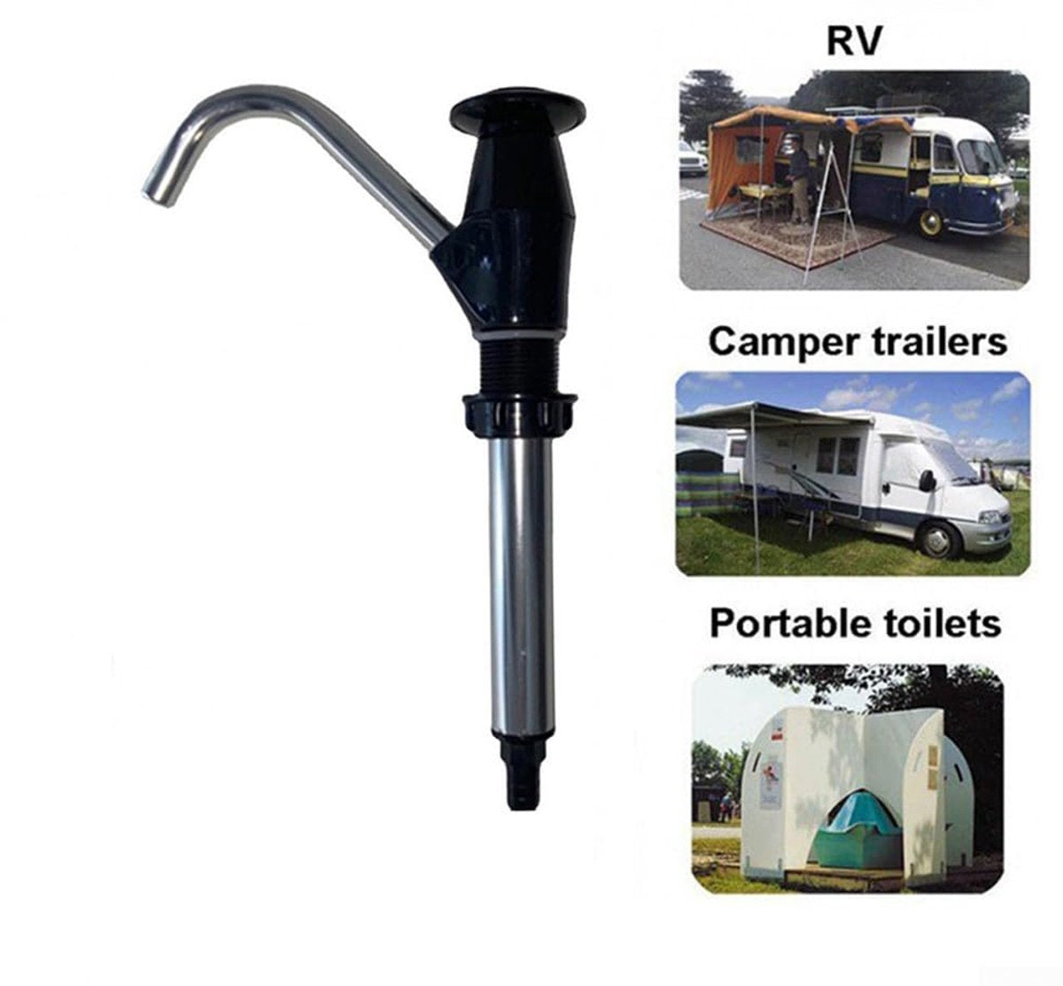 Manual Water Pump - Manual Water Pump for Sink - Manual Water Pump - For Caravan Sink Tap for Caravan, Motorhome, Boat, Work Vehicle - Black - Image 3