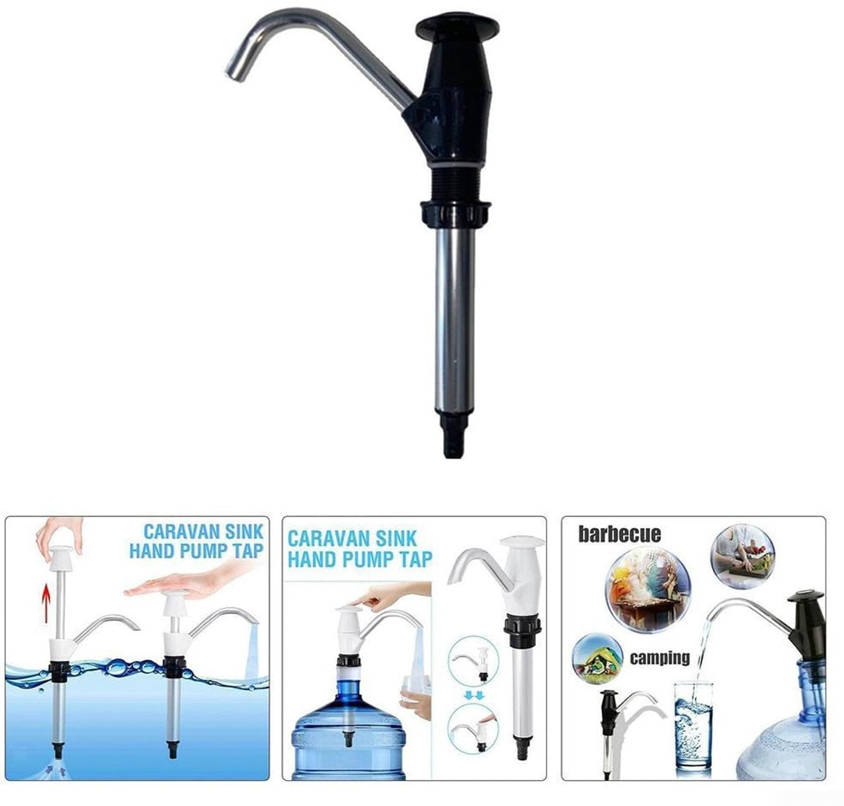 Manual Water Pump - Manual Water Pump for Sink - Manual Water Pump - For Caravan Sink Tap for Caravan, Motorhome, Boat, Work Vehicle - Black - Image 4