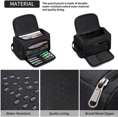 Pencil case for boys and girls - Pencil case for adults - School pencil case - 24 x 13 x 13 cm - Black - Image 3