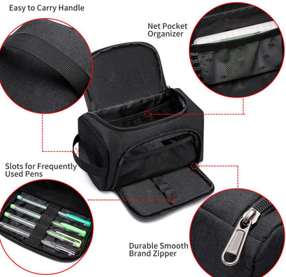 Pencil case for boys and girls - Pencil case for adults - School pencil case - 24 x 13 x 13 cm - Black - Image 5