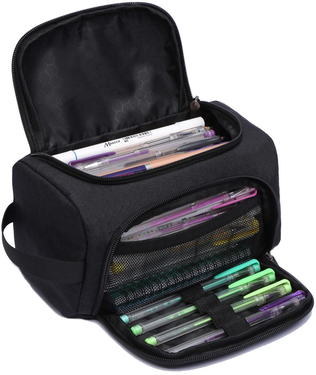 Pencil case for boys and girls - Pencil case for adults - School pencil case - 24 x 13 x 13 cm - Black - Image 7