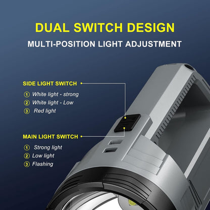 Rechargeable LED flashlight, powerful 6000 lumen outdoor emergency flashlight with 6 modes, USB data cable, IPX4 waterproof flashlight, suitable for camping/home/emergency use. - Image 4