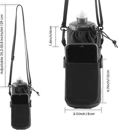 Bicycle panniers - Water bottle cage - Insulated cup holder with shoulder strap - Cup holder with phone storage for adults and children - Water bottle cage for mountain bike handlebars - Black - Image 6