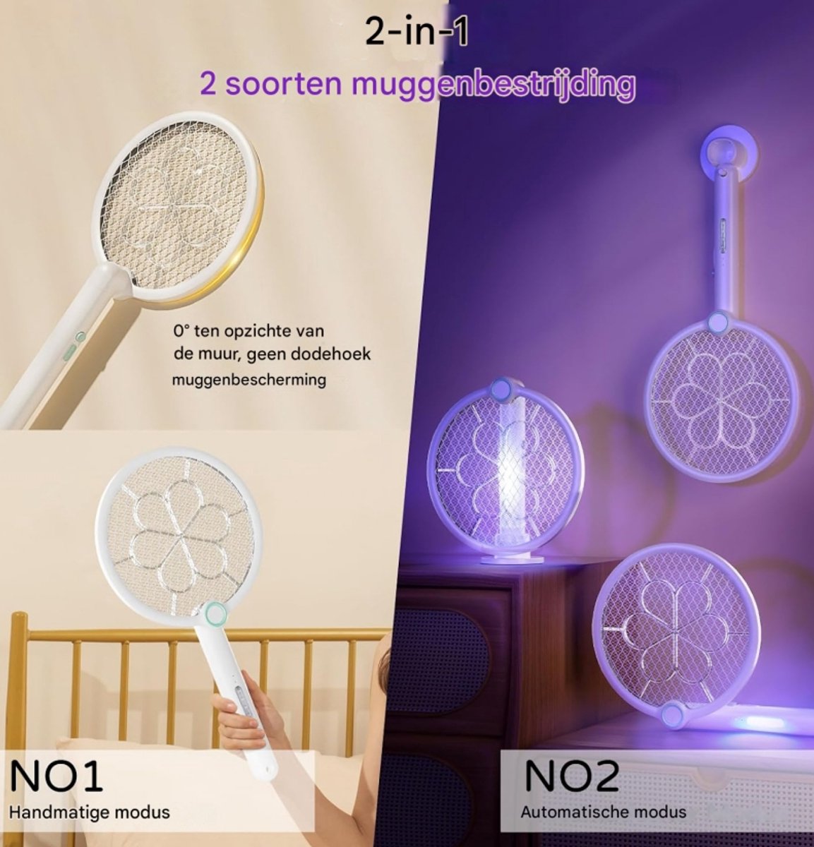 Electric Mosquito Swatter - Electric Fly Swatter - 2-in-1 Super Power V Electric Fly Swatter - 1200 mAh - Rechargeable Electric Fly Swatter - 180° Rotation - Type-C Charging Cable - Image 2