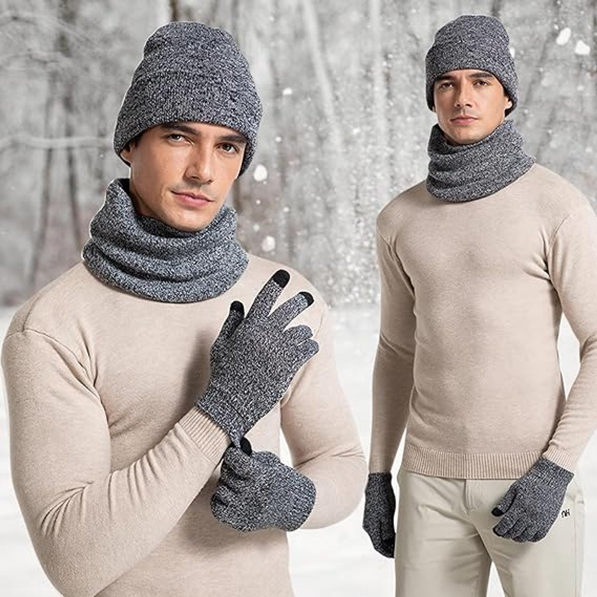 Beanie - Cotton beanie - Warm winter beanie - Scarf - Gloves - Touchscreen gloves - Ski mask - 3-in-1 beanie - Snowboard, skate, riding - Windproof and warm - Soft and comfortable - Warm fleece lining - Neck warmer - Image 6