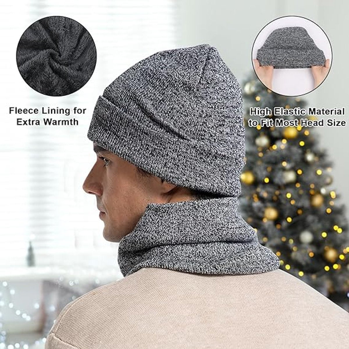 Beanie - Cotton beanie - Warm winter beanie - Scarf - Gloves - Touchscreen gloves - Ski mask - 3-in-1 beanie - Snowboard, skate, riding - Windproof and warm - Soft and comfortable - Warm fleece lining - Neck warmer - Image 7