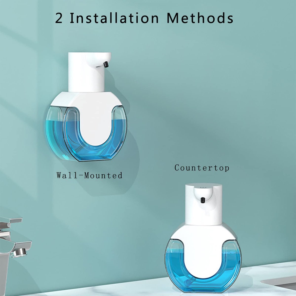 Automatic soap dispenser - 420 ml - USB rechargeable - Automatic foam dispenser - Foam technology - Infrared sensor - Suitable for bathroom, kitchen and office - Wit - Image 8