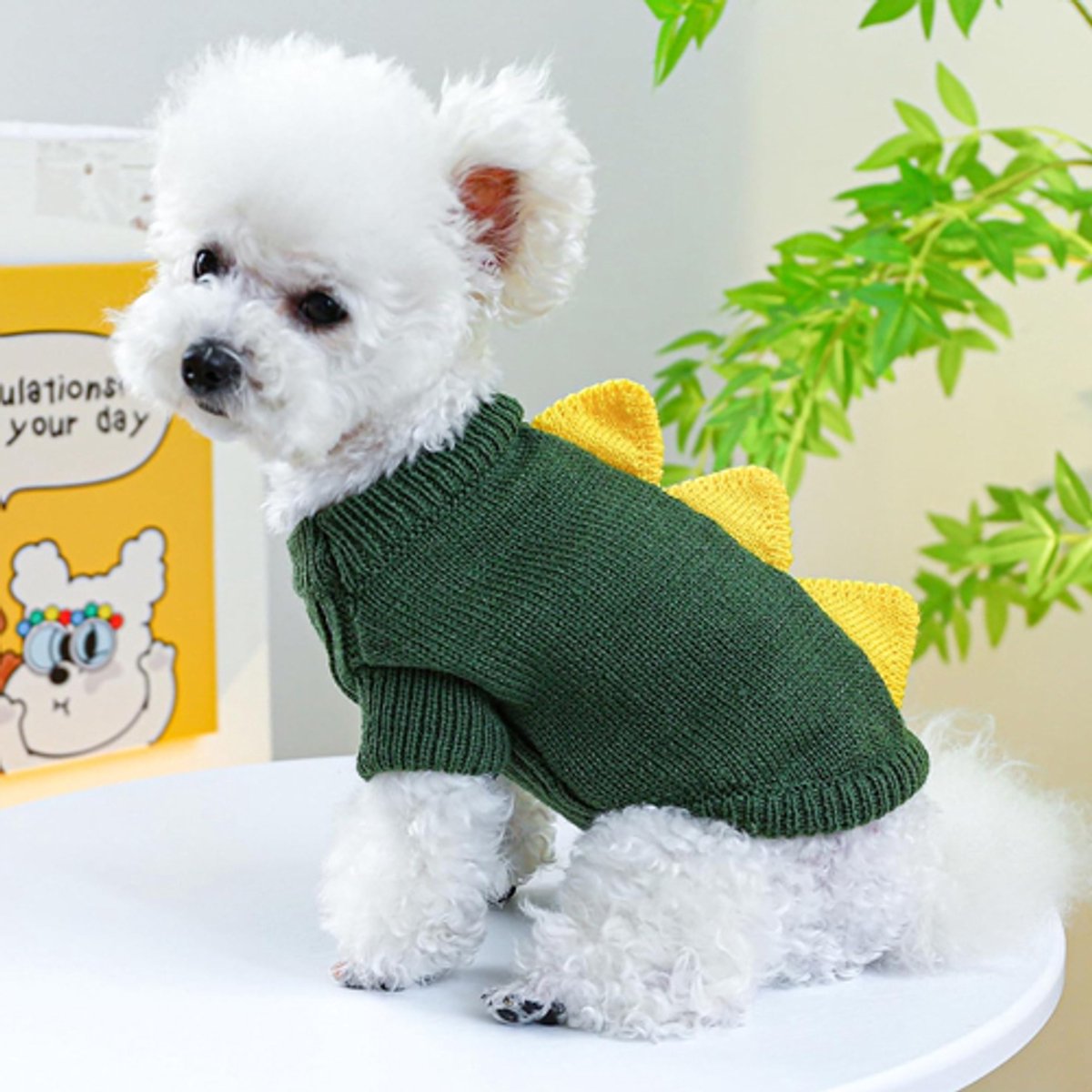 Dog Coat - Dog Sweater - Sweaters for Small Dogs - Dog Sweater - Cute Dinosaur Sweater - Soft and Comfortable Winter Clothes - Warm Knit Cat Sweater - Perfect for Christmas - Puppy Shirts - Christmas - Size M - Image 5