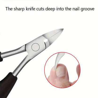 Nail clippers - Stainless steel pedicure tool - Heavy-duty nail clipper set - Includes a nail file, cuticle nipper, and pedicure tool - Classic black handles - Set of 5 - For ingrown and thick nails - Image 4