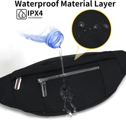 Fanny pack - Men's fanny pack - Women's fanny pack - Waterproof men's fanny pack - Unisex fanny pack - Travel and hiking fanny pack - with adjustable shoulder strap (black) - Image 3