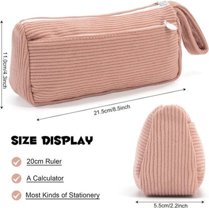 Corduroy Pencil Case - Pretty pencil case with a practical zipper - Makeup bag - Suitable for school-aged teenagers, boys and girls - white - Image 5
