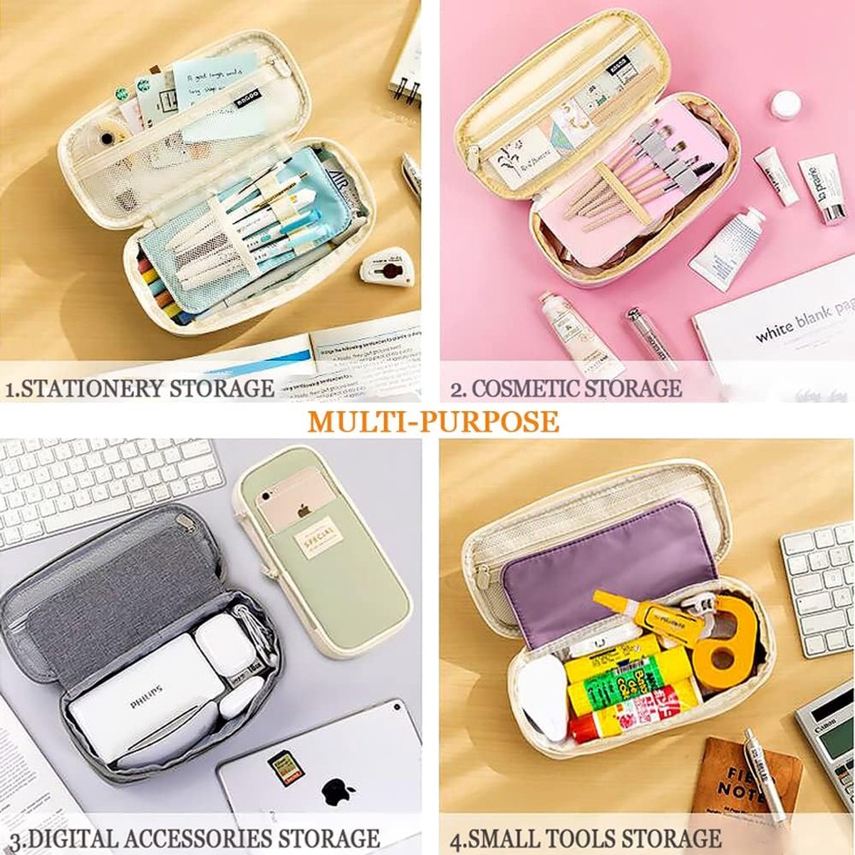Large capacity pencil case, writing pencil case suitable for teenage girls, green, pencil case - Image 5