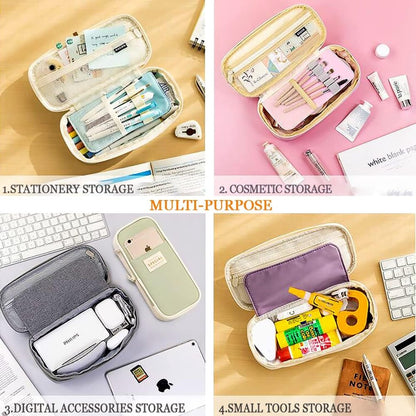 Large capacity pencil case, writing pencil case suitable for teenage girls, green, pencil case - Image 5
