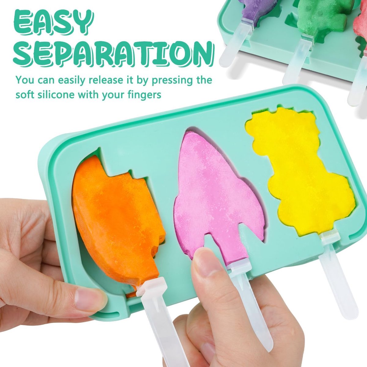 Silicone Ice Pop Mold - Set of 2 Ice Pop Molds - 12 Ice Pops - Ice Pop Molds for Kids and Adults - Ice Pop Mold Set - BPA Free - Image 3