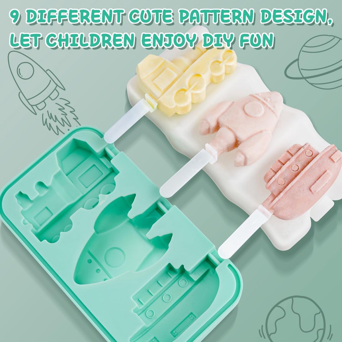 Silicone Ice Pop Mold - Set of 2 Ice Pop Molds - 12 Ice Pops - Ice Pop Molds for Kids and Adults - Ice Pop Mold Set - BPA Free - Image 4