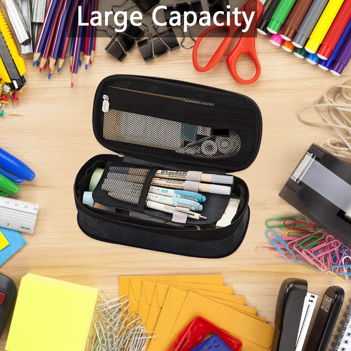 Pencil Case - Grijs - Pencil Case for Boys and Girls - Canvas - Large Capacity - School Pencil Case - Back to School - Cute Telescopic Pencil Holder - Pretty Pencil Case - Image 5