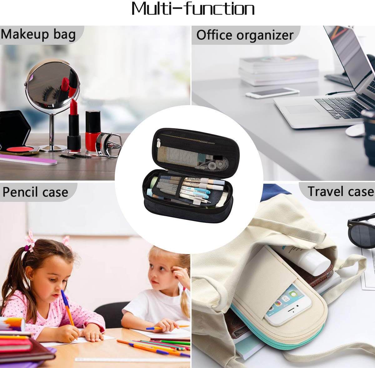Pencil Case - Grijs - Pencil Case for Boys and Girls - Canvas - Large Capacity - School Pencil Case - Back to School - Cute Telescopic Pencil Holder - Pretty Pencil Case - Image 6