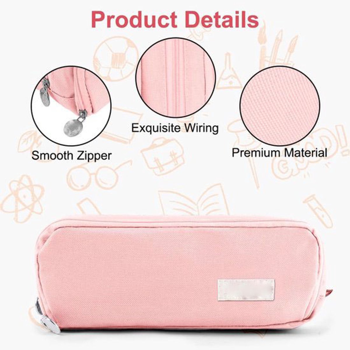 Pencil case - Boy's pencil case - Girl's pencil case - School cases - Large pencil case - 3-compartment pencil case - School supply organizer - For boys and girls (pink) - Image 4