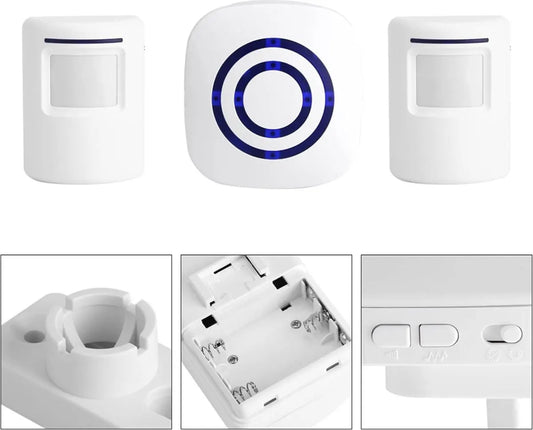 Infrared motion detector, wireless alarm, doorbell with receiver and transmitter - 38 ringtones, LED indicators - Best quality. - Image 4