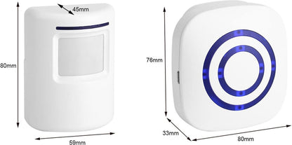 Infrared motion detector, wireless alarm, doorbell with receiver and transmitter - 38 ringtones, LED indicators - Best quality. - Image 5