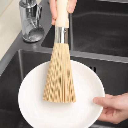 2 pieces - Natural bamboo scouring brush - Bamboo kitchen brush - Cleaning brush - Household dish brush - for cleaning dishes, cast iron pots, pans, vegetables and the sink. - Image 2