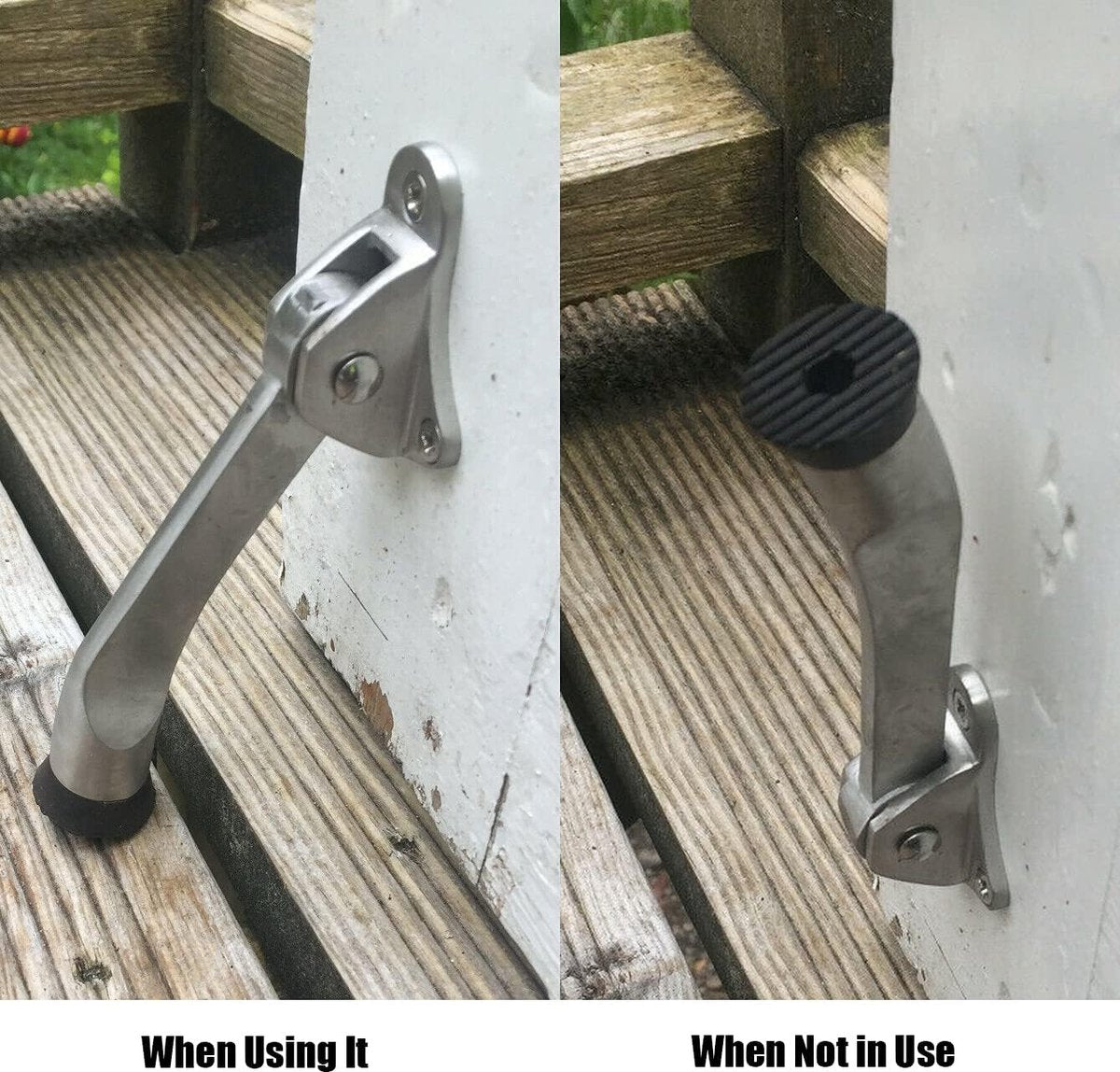 Set of 2 One Touch Adjustable Metal Doorstops - Zinc Alloy Doorstop with Rubber Buffer, 13 cm, for Indoor and Outdoor Use - Image 2
