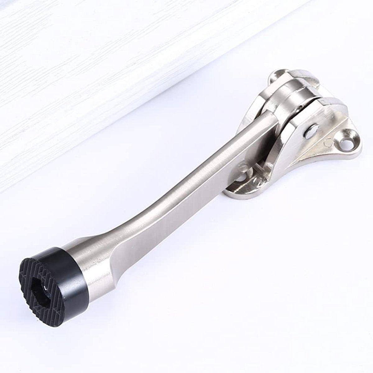 Set of 2 One Touch Adjustable Metal Doorstops - Zinc Alloy Doorstop with Rubber Buffer, 13 cm, for Indoor and Outdoor Use - Image 5