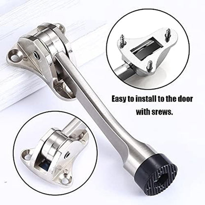 Set of 2 One Touch Adjustable Metal Doorstops - Zinc Alloy Doorstop with Rubber Buffer, 13 cm, for Indoor and Outdoor Use - Image 7