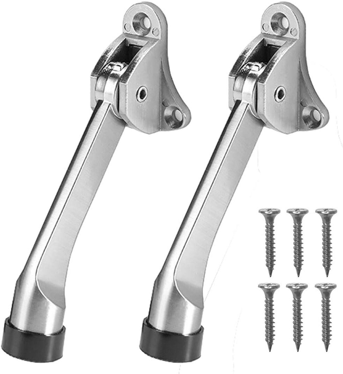 Set of 2 One Touch Adjustable Metal Doorstops - Zinc Alloy Doorstop with Rubber Buffer, 13 cm, for Indoor and Outdoor Use - Image 8