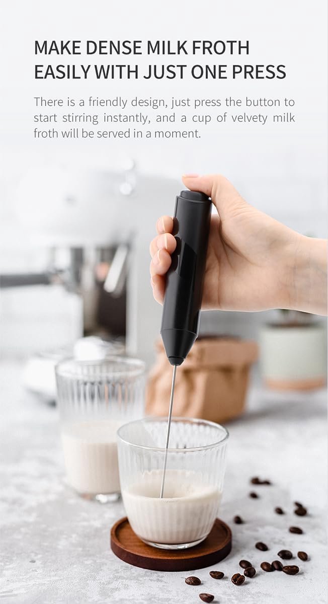 Milk frother - Milk frother - Electric milk frother - Milk frother with stand - Portable battery-operated milk frother - Manual milk frother with stand - Handheld frother for coffee blender - For lattes, cappuccinos, and coffee cream - Image 6